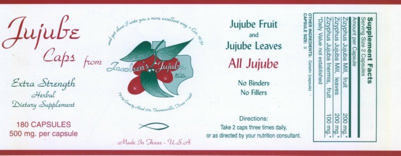 Jacobsen's Jujubes capsules label
