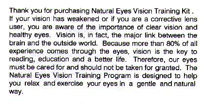 Natural Eyes Vision Training Program pinhole glasses manual